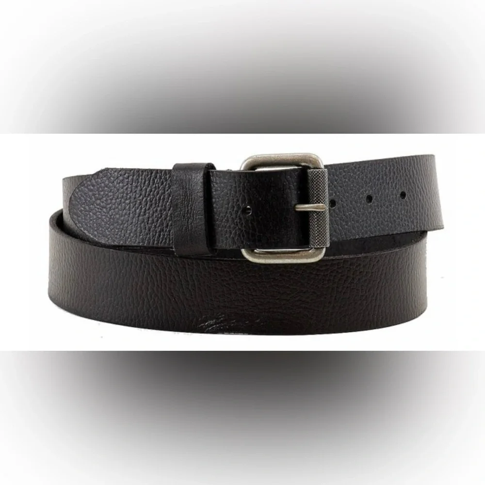 Timberland Men’s Pebble Leather Belt Distressed Silver Tone Buckle Size 38